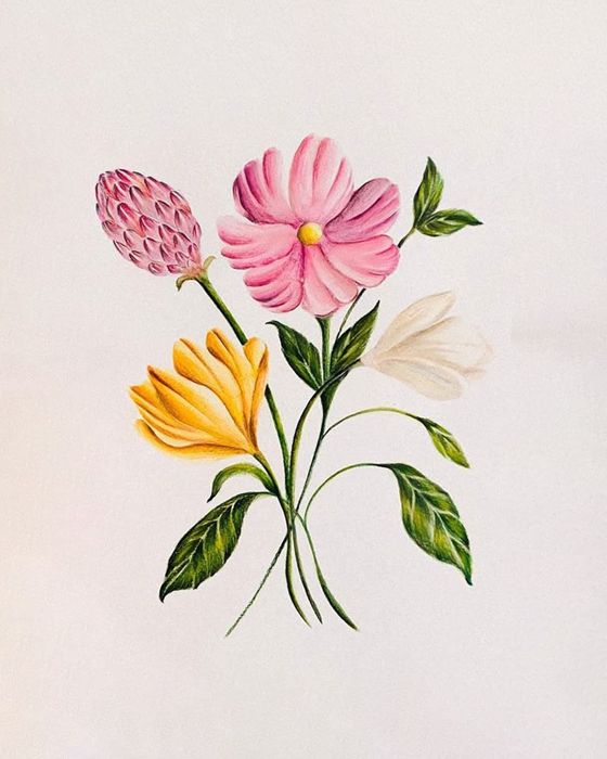 Buquê botânico em aquarela